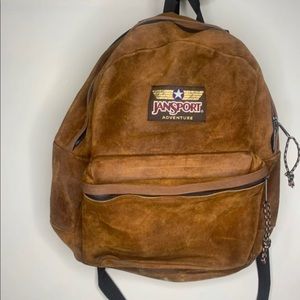 JanSport Adventure Rare Vintage All Leather Backpack Bookbag Classic Brown Bag